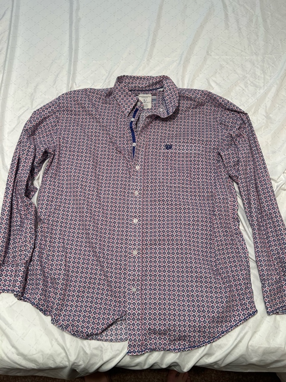 Men's Purple Patterned Button-Up Shirt